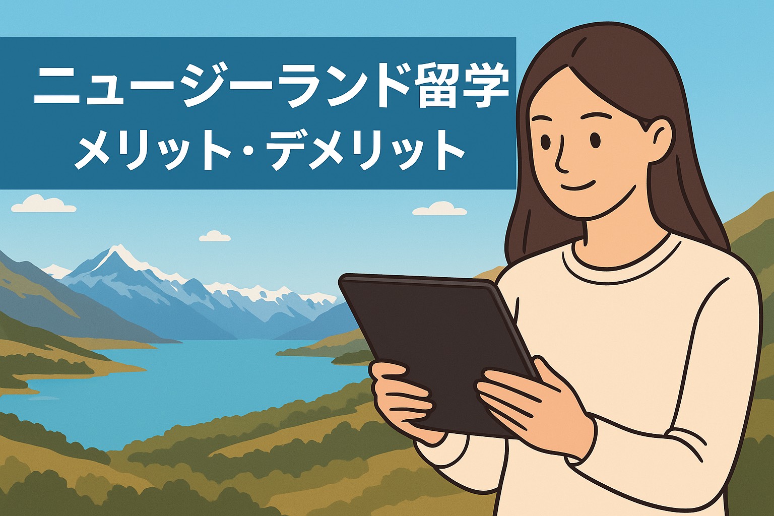 ニュージーランド留学のメリットとデメリットを解説する記事のアイキャッチ。
